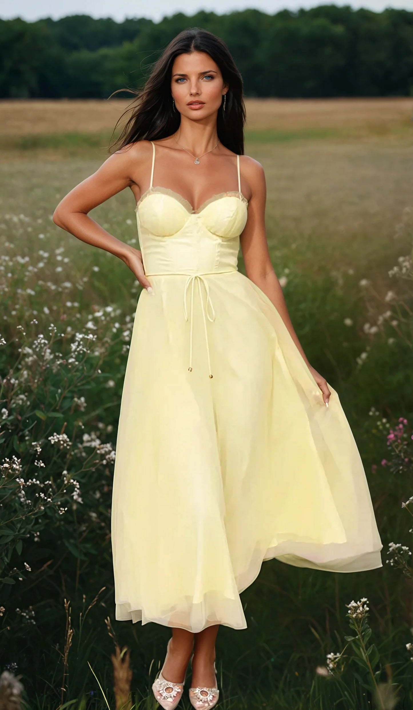 Chloé - Vestido de noche de princesa - Vestido de gasa sin tirantes