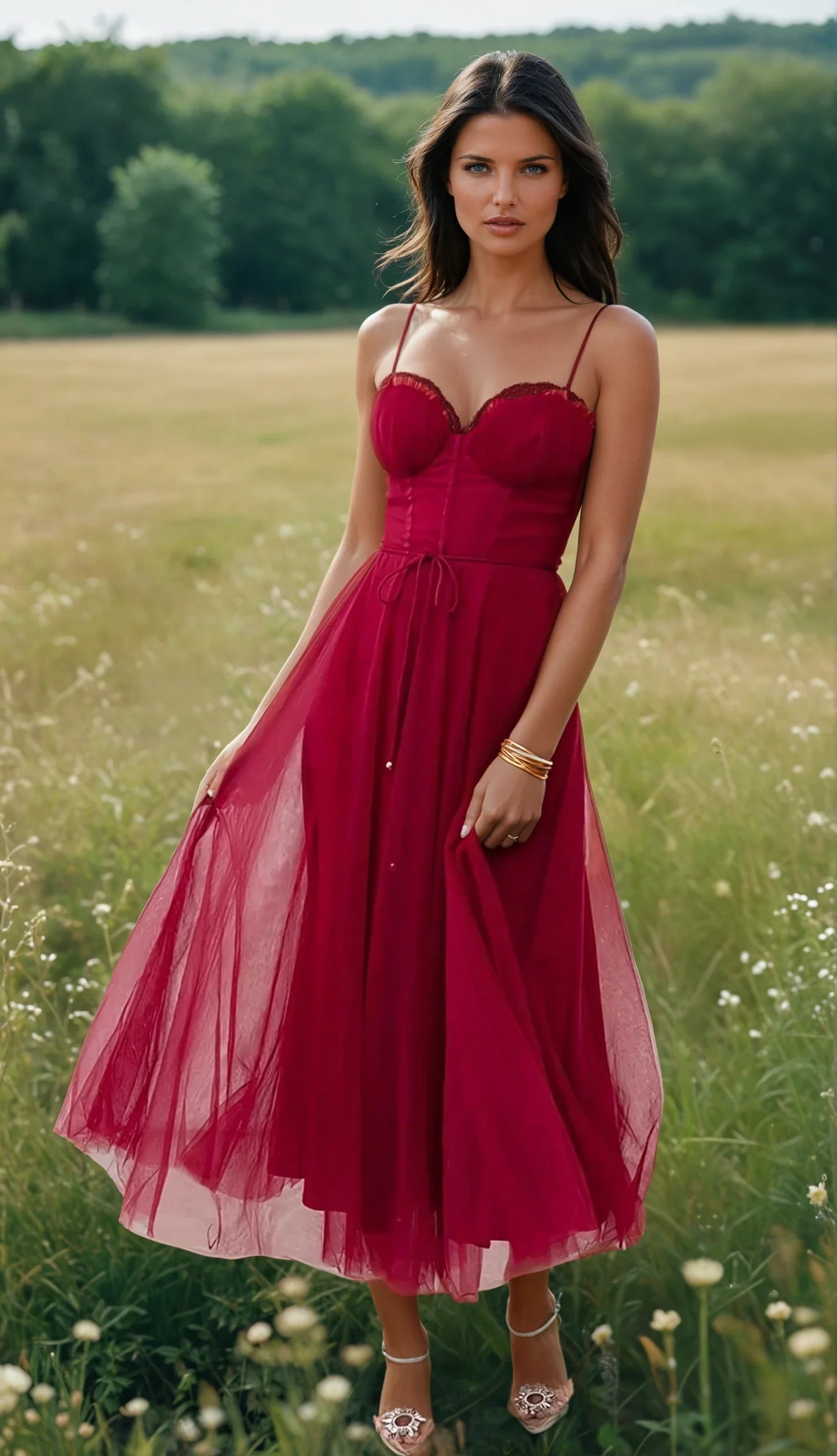 Chloé - Vestido de noche de princesa - Vestido de gasa sin tirantes