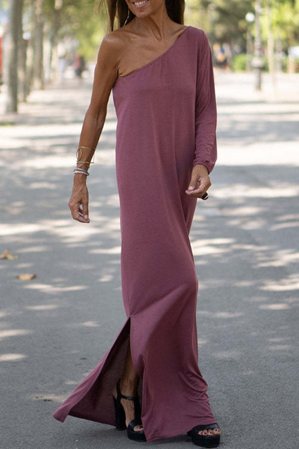 Eye-catching asymmetrical one-shoulder maxi dress