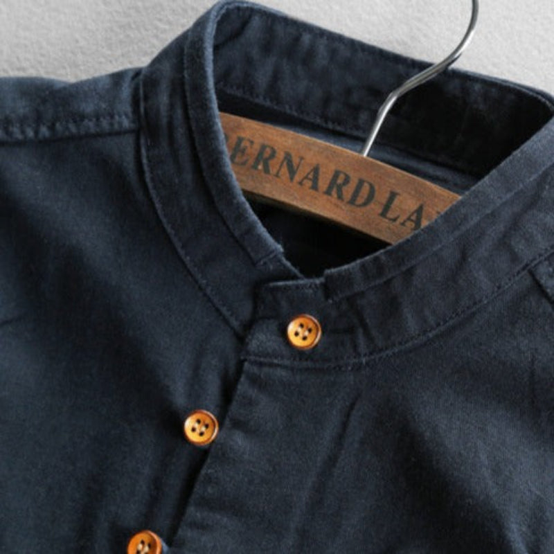 Linen shirt with Mao collar