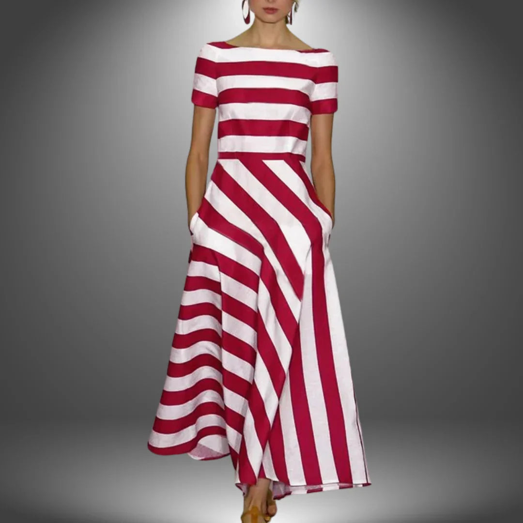 NICOLE | VESTIDO LARGO A RAYAS HECHO A MANO