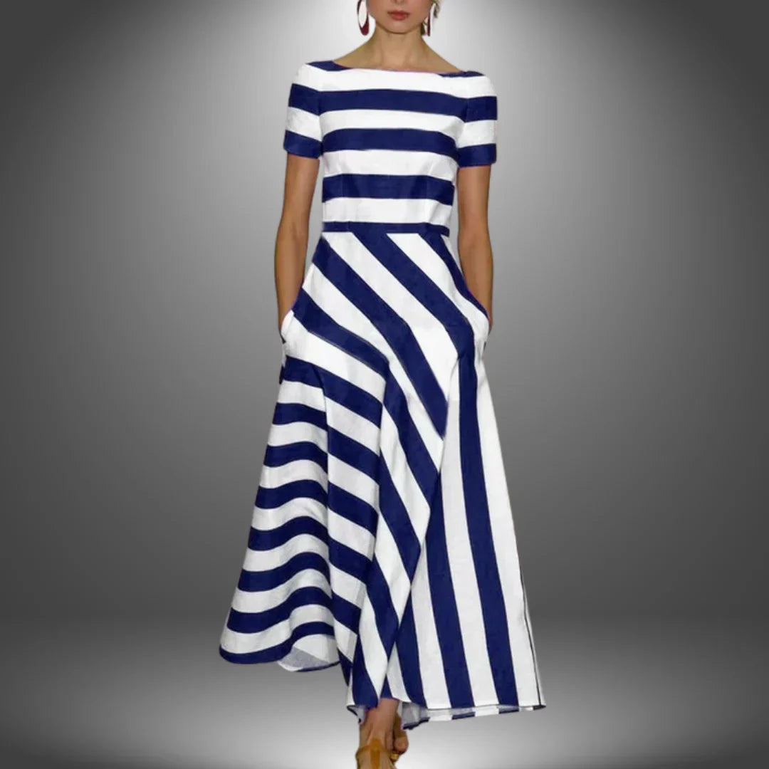 NICOLE | VESTIDO LARGO A RAYAS HECHO A MANO