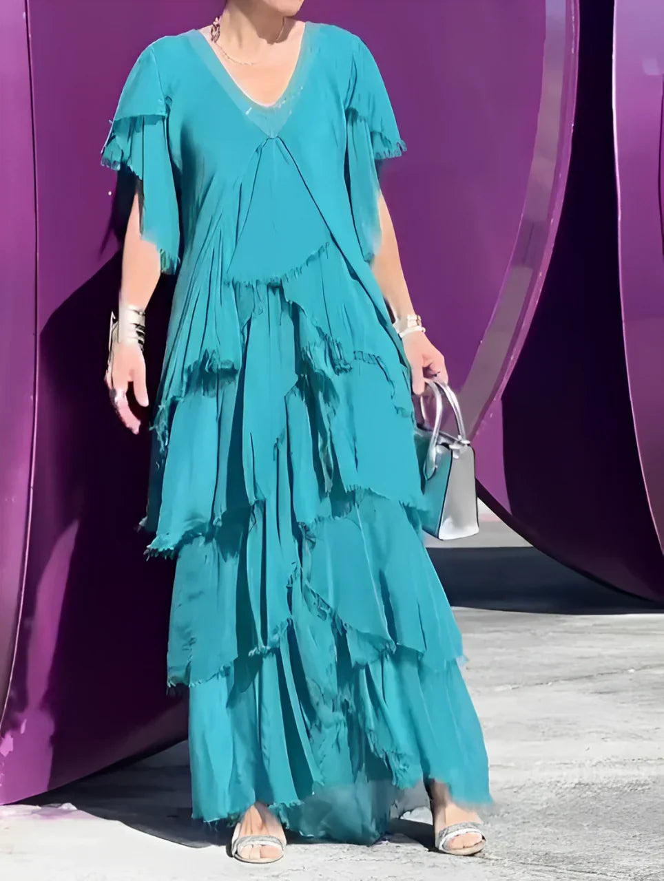 Elegant Long Set with V-Neckline