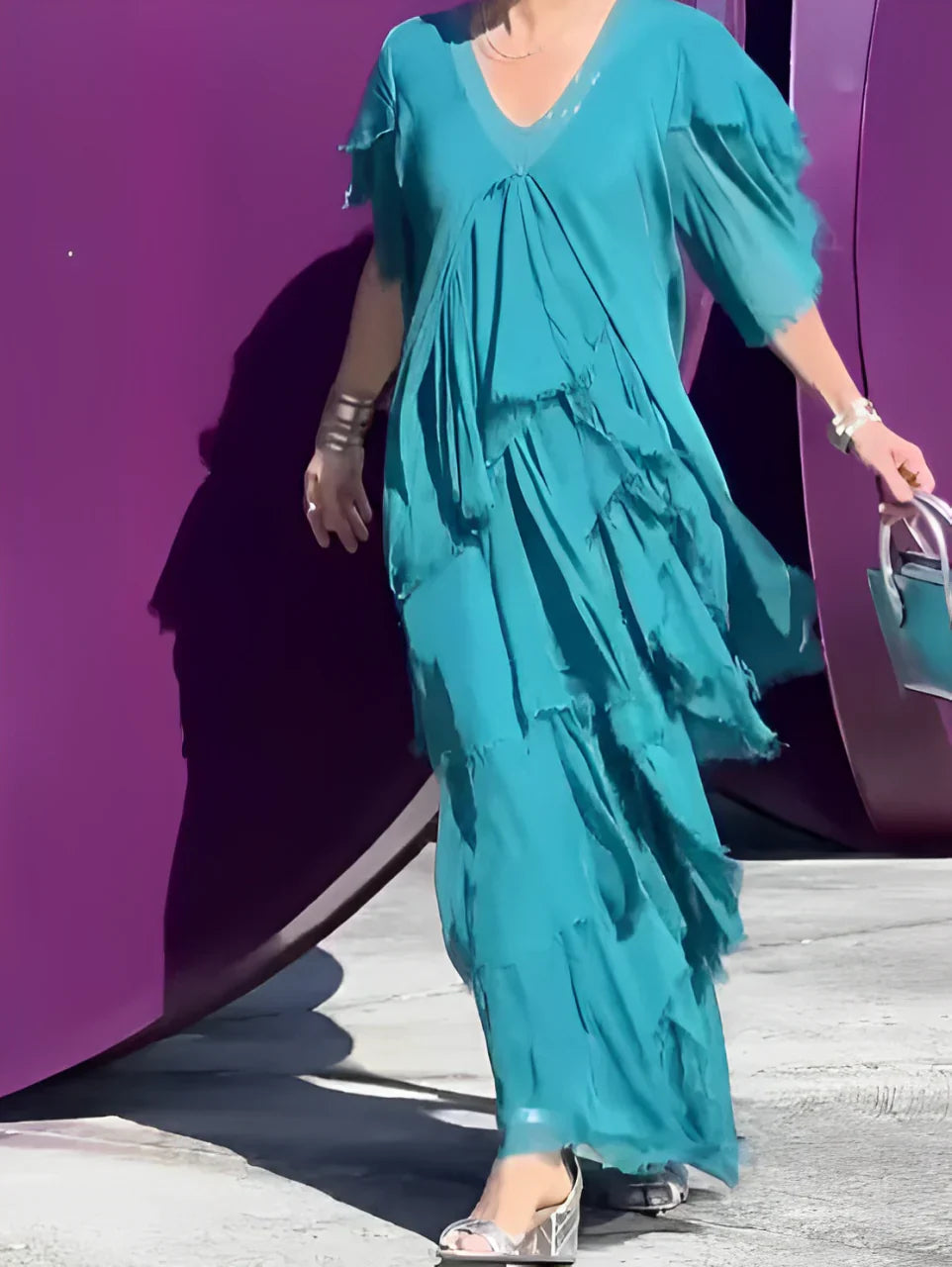 Elegant Long Set with V-Neckline
