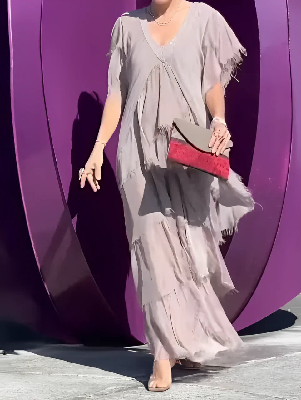 Elegant Long Set with V-Neckline