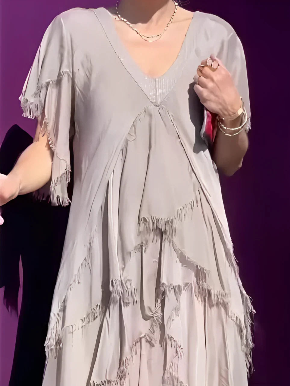 Elegant Long Set with V-Neckline
