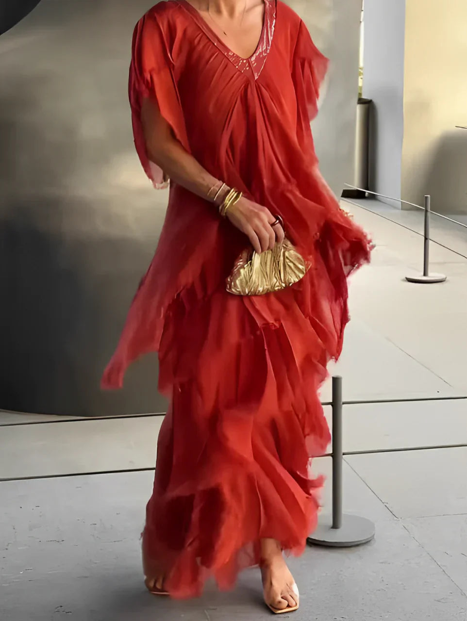 Elegant Long Set with V-Neckline