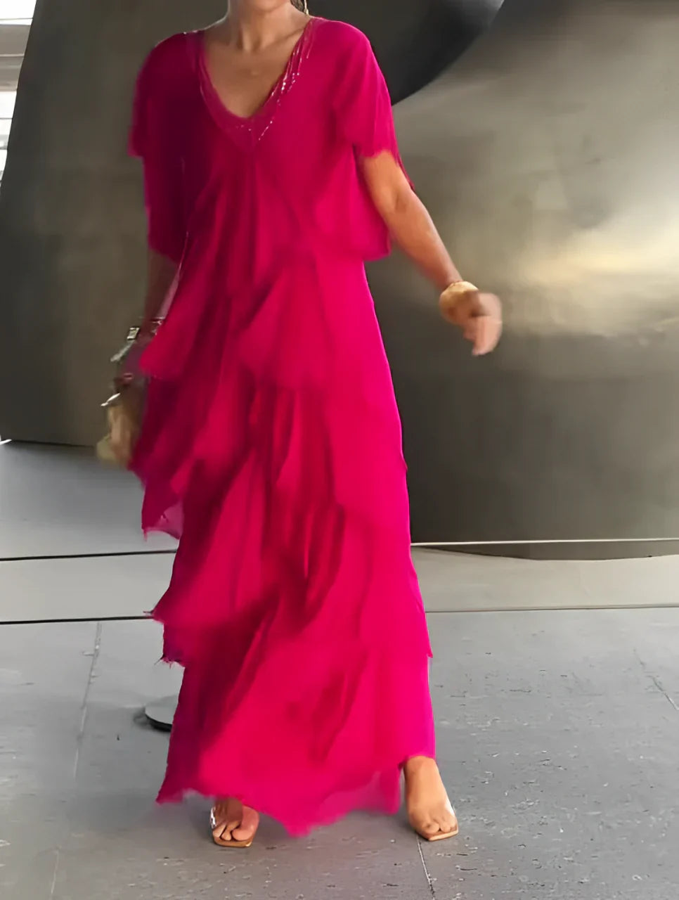 Elegant Long Set with V-Neckline