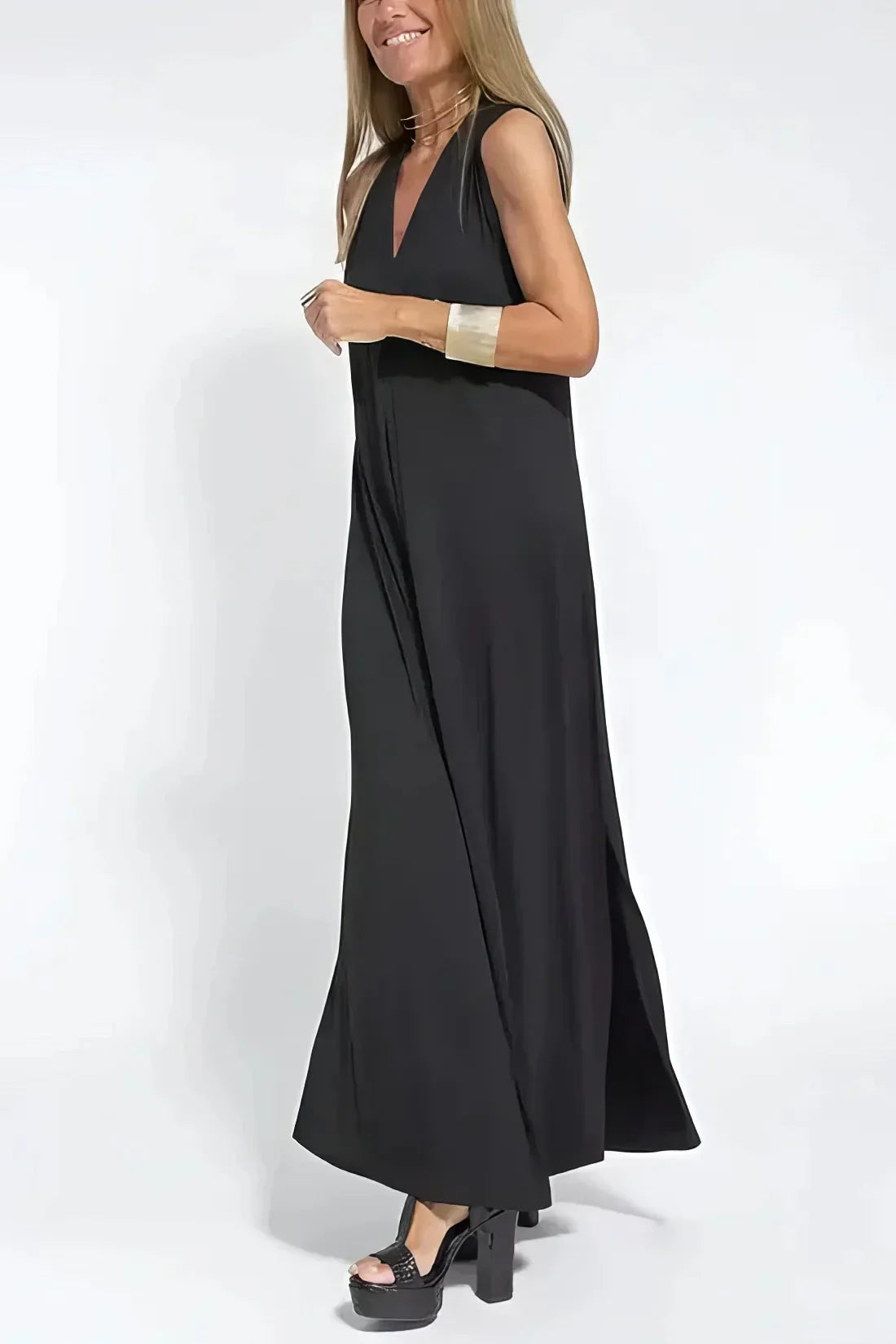 Elegant Long Dress with Matching Cardigan