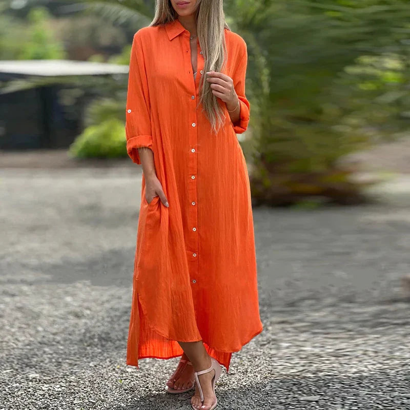 Casual Long Cotton and Linen Dress