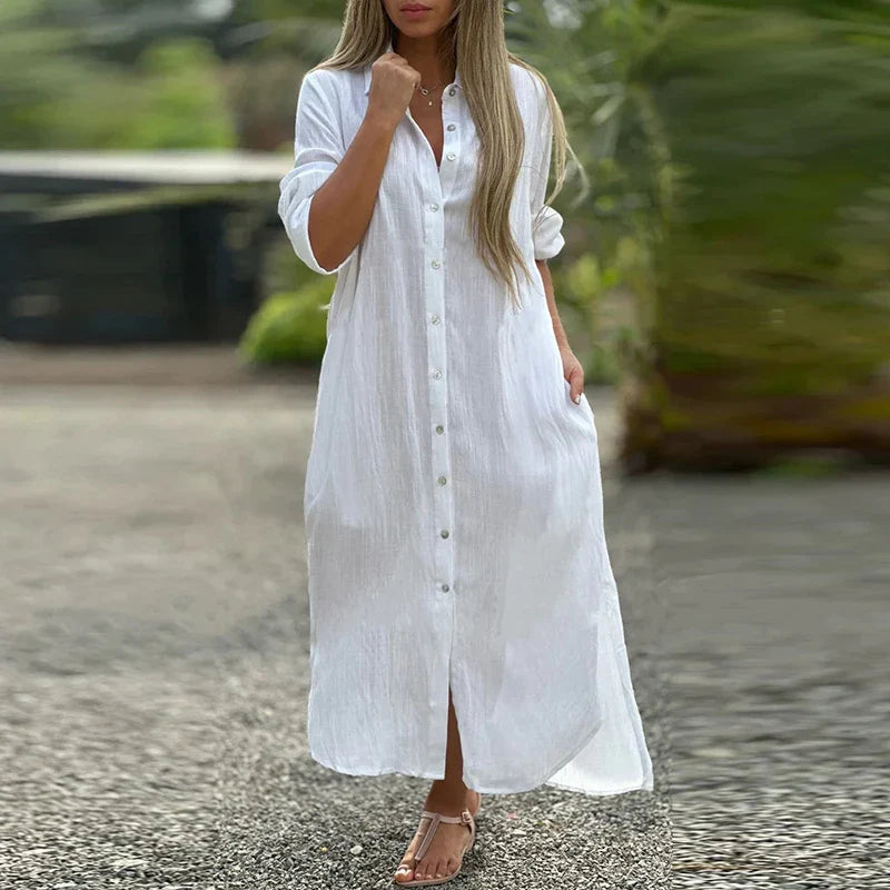 Casual Long Cotton and Linen Dress