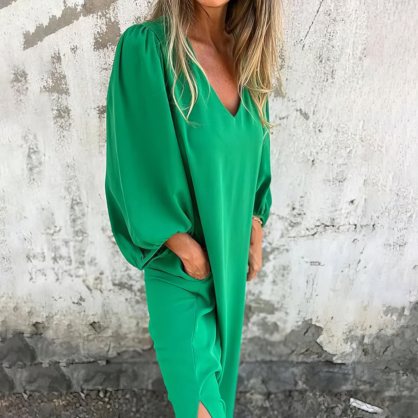 Long bohemian dress with slit