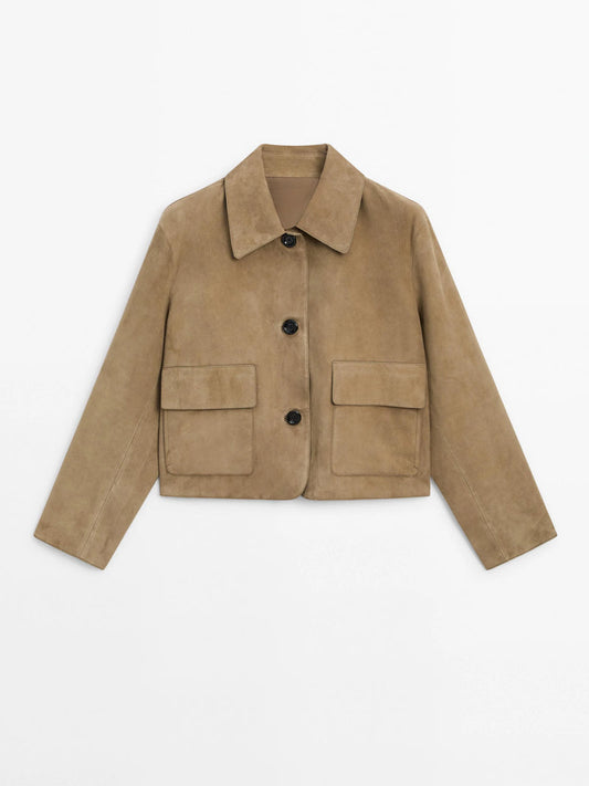 Chaqueta de piel de serraje