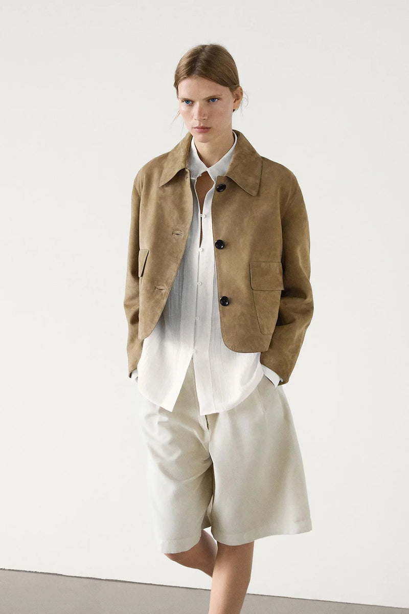 Chaqueta de piel de serraje
