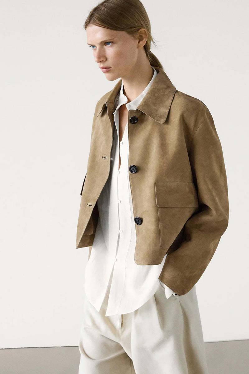 Chaqueta de piel de serraje
