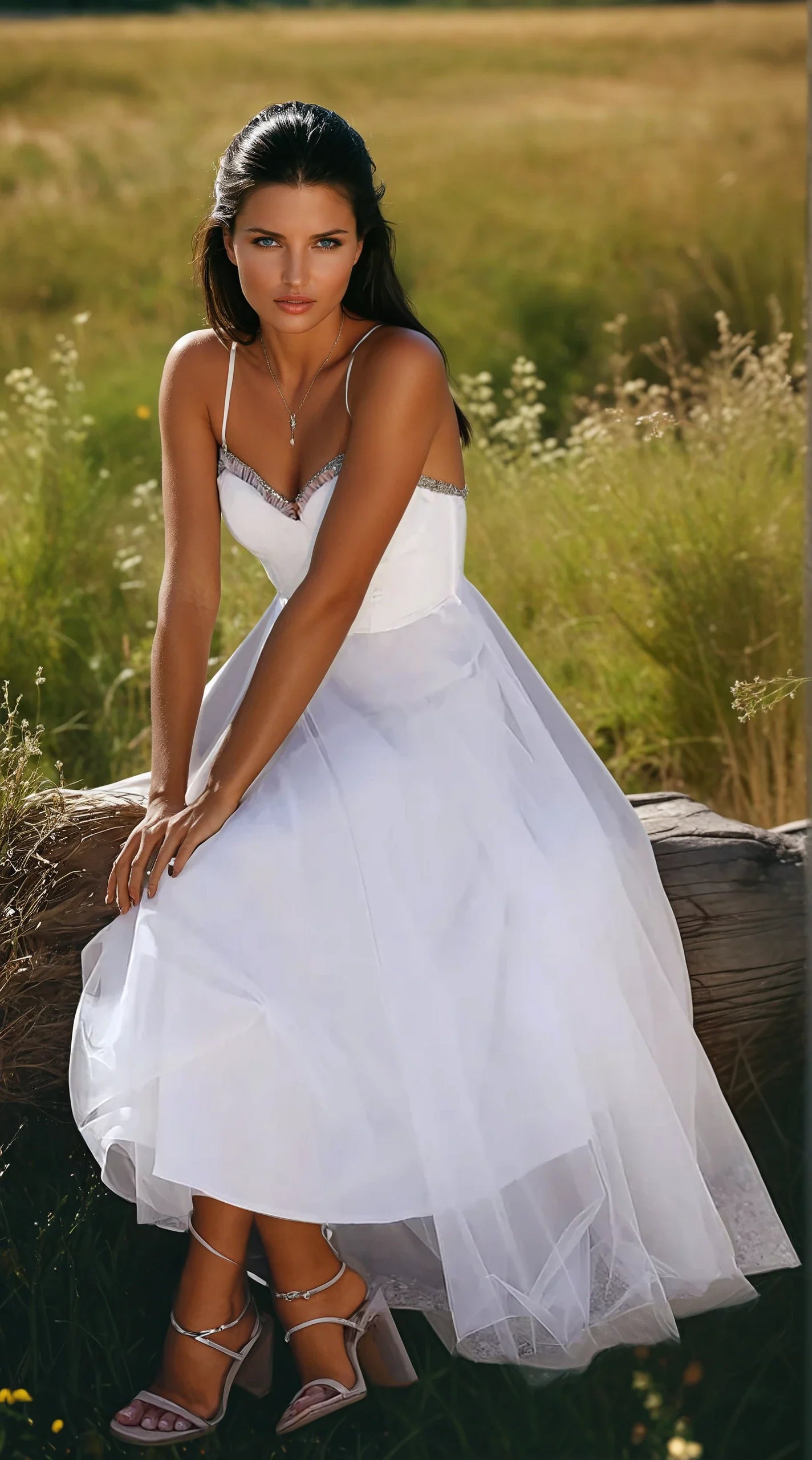 Chloé - Vestido de noche de princesa - Vestido de gasa sin tirantes