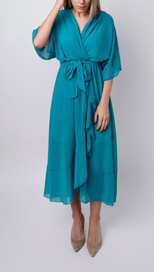 Monica - Elegante vestido de gasa con escote en V