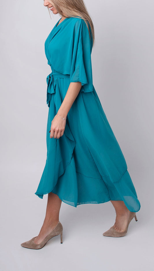 Monica - Elegante vestido de gasa con escote en V