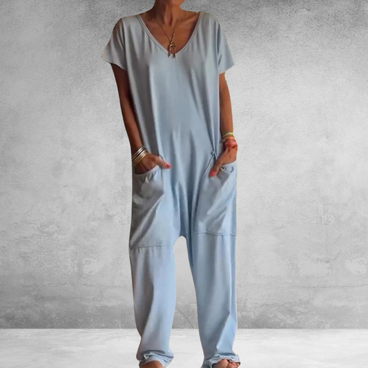 Long short-sleeved jumpsuit