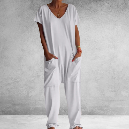 Long short-sleeved jumpsuit