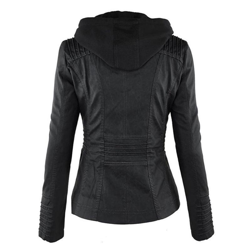 Chaqueta de cuero con capucha