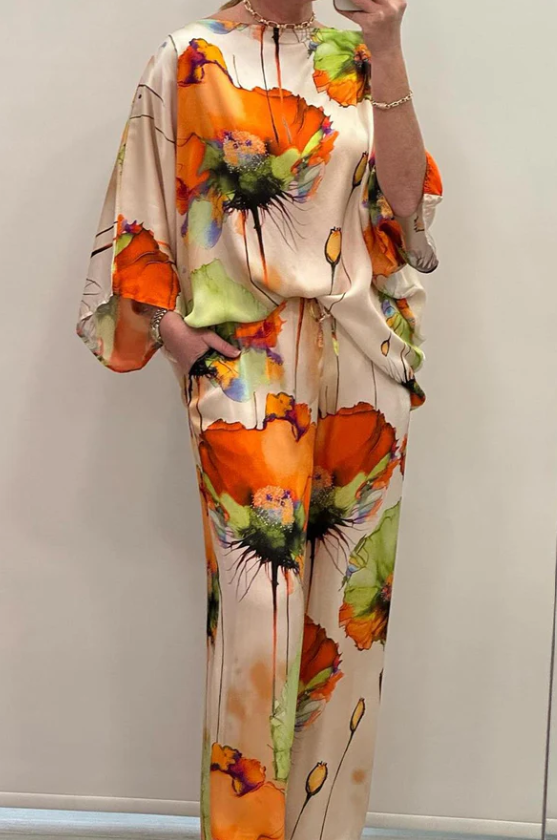Printed Satin Set