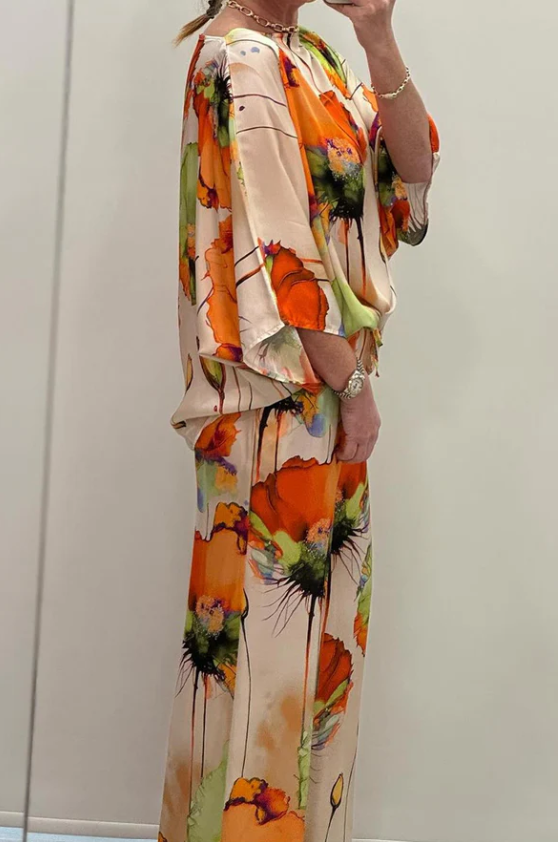 Printed Satin Set