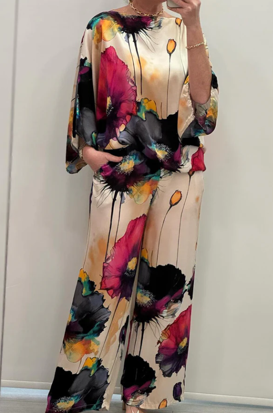 Printed Satin Set