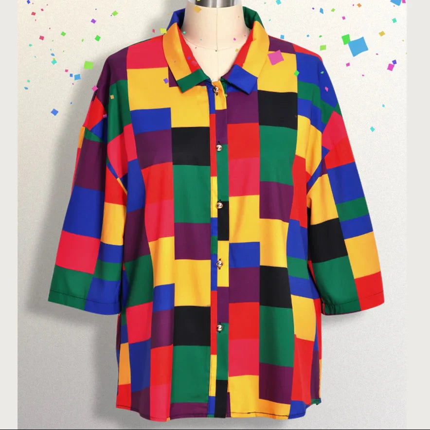 Camisa Estampado Geométrico Colorido