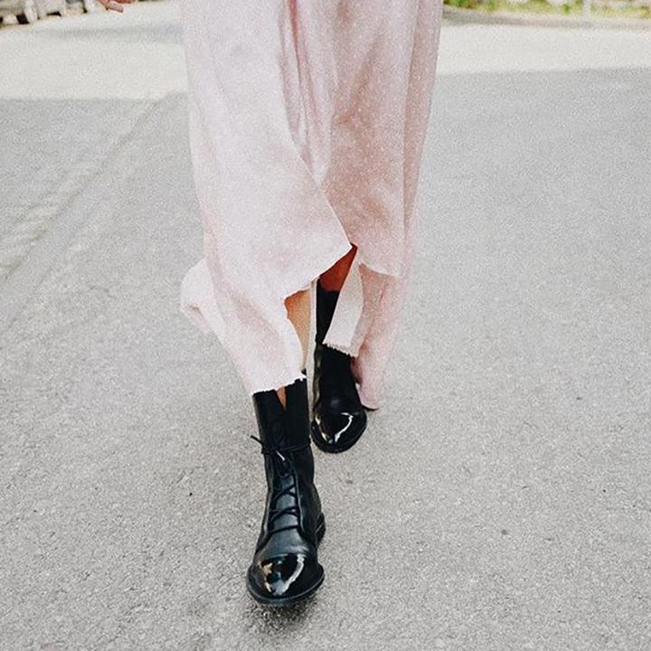 Mid-calf lace-up boots