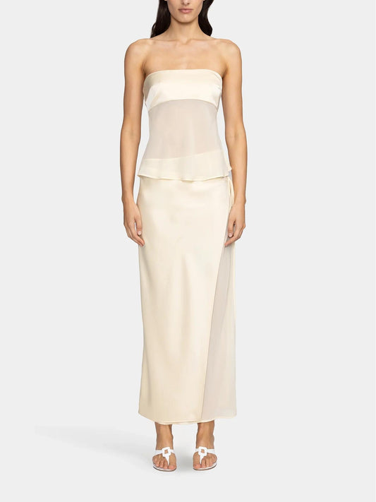 Crema - Conjunto de top y falda larga
