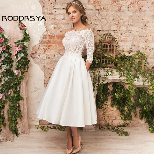 Vestido de Novia Vintage con Encaje y Satén