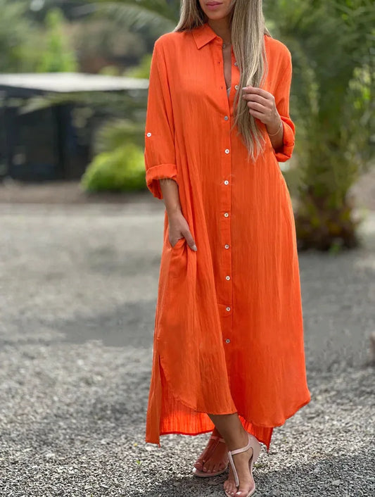 Casual Long Cotton and Linen Dress