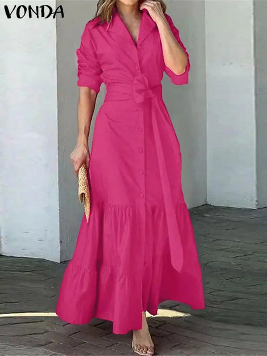 Vestido Lapela Elegante con Volantes Casual