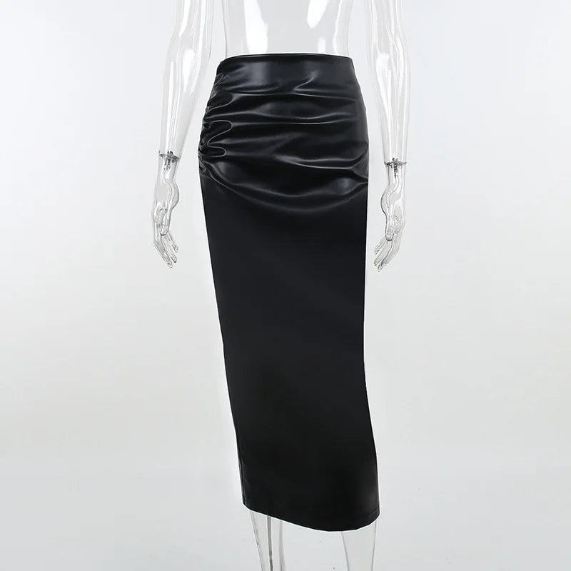 Falda Elegante de Cuero PU