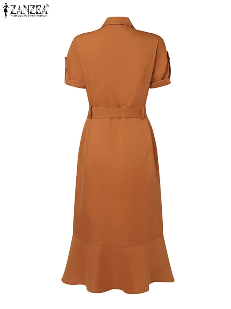 Vestido Verano con Cuello Solapa para Mujer