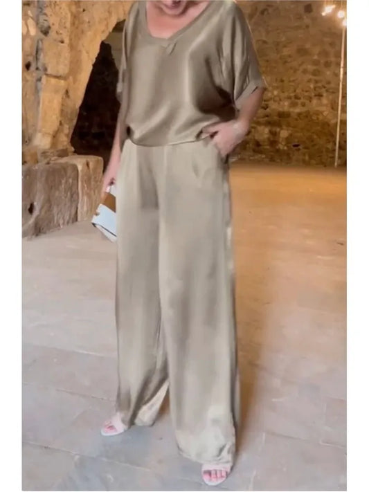 Conjunto Casual de Satén Liso
