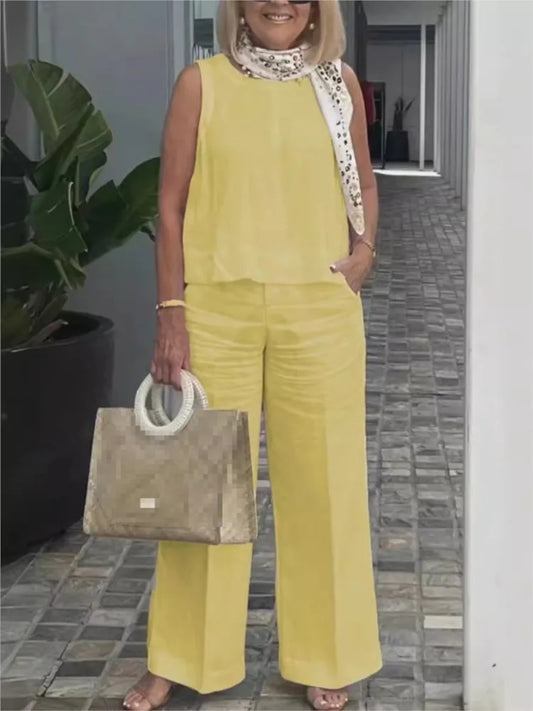 Two-Piece Cotton and Linen Set