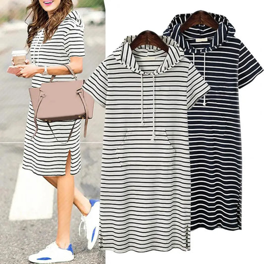 Vestido Deportivo con Capucha a Rayas