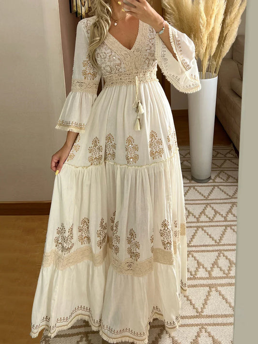 Vestido Elegante de Algodón y Lino