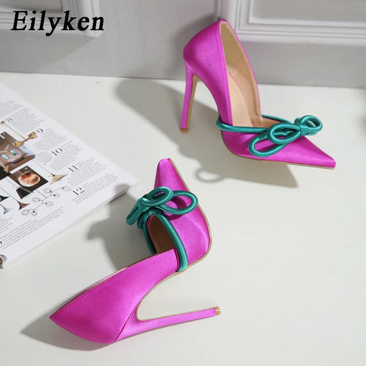 Zapatos de Tacón Alto con Lazo de Mariposa en Seda