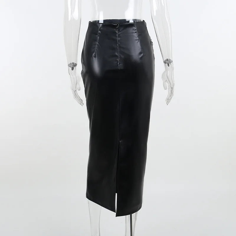 Falda Elegante de Cuero PU