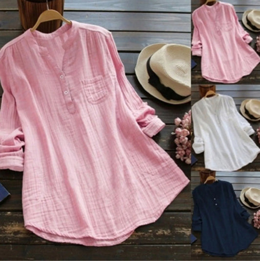 Blusa holgada de Algodón y Lino
