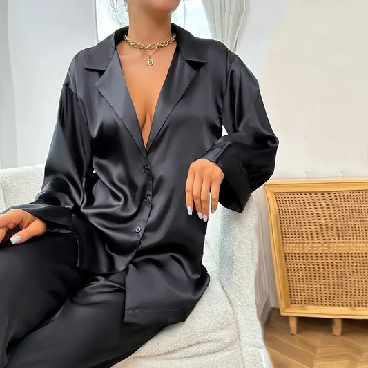 2 Piece Satin Silk Pajama Set