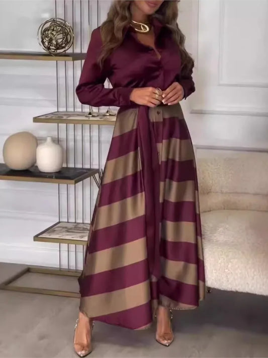 Vestido Estilo Británico Retro Color Vino