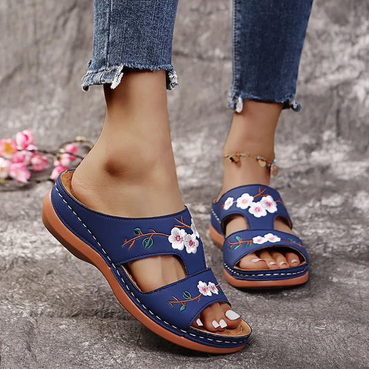Sandalias Cuñas Bordadas