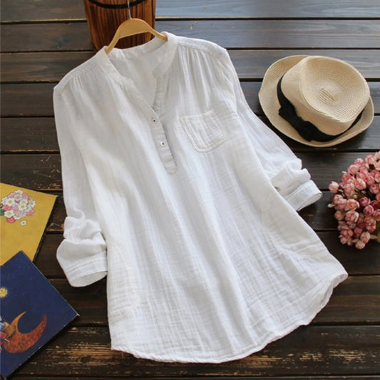 Blusa holgada de Algodón y Lino