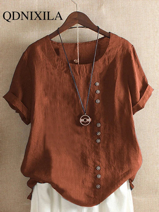 Blusa de Lino y Algodón (S - 5XL)