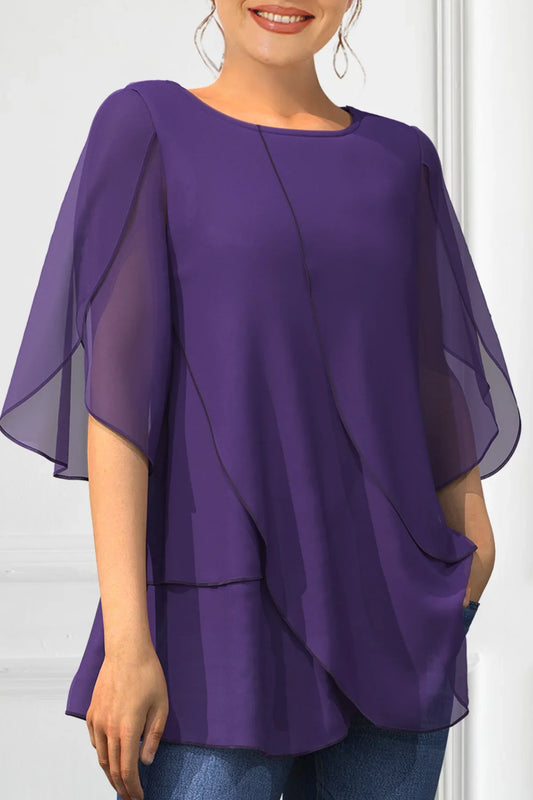Blusa Elegante de Chiffon Plus Size