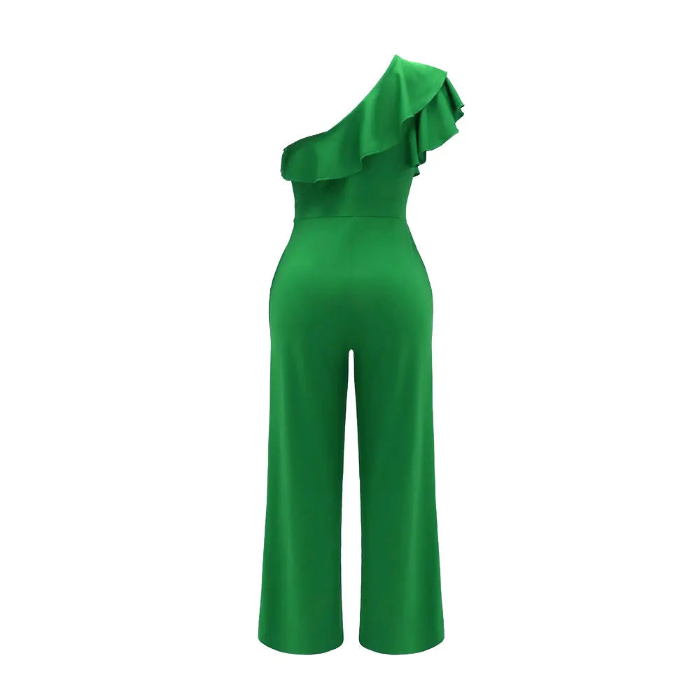 Elegant One Shoulder Ruffle Jumpsuit